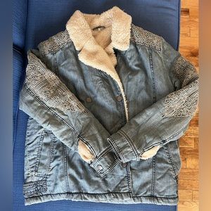 Free People Denim Sherpa Jacket